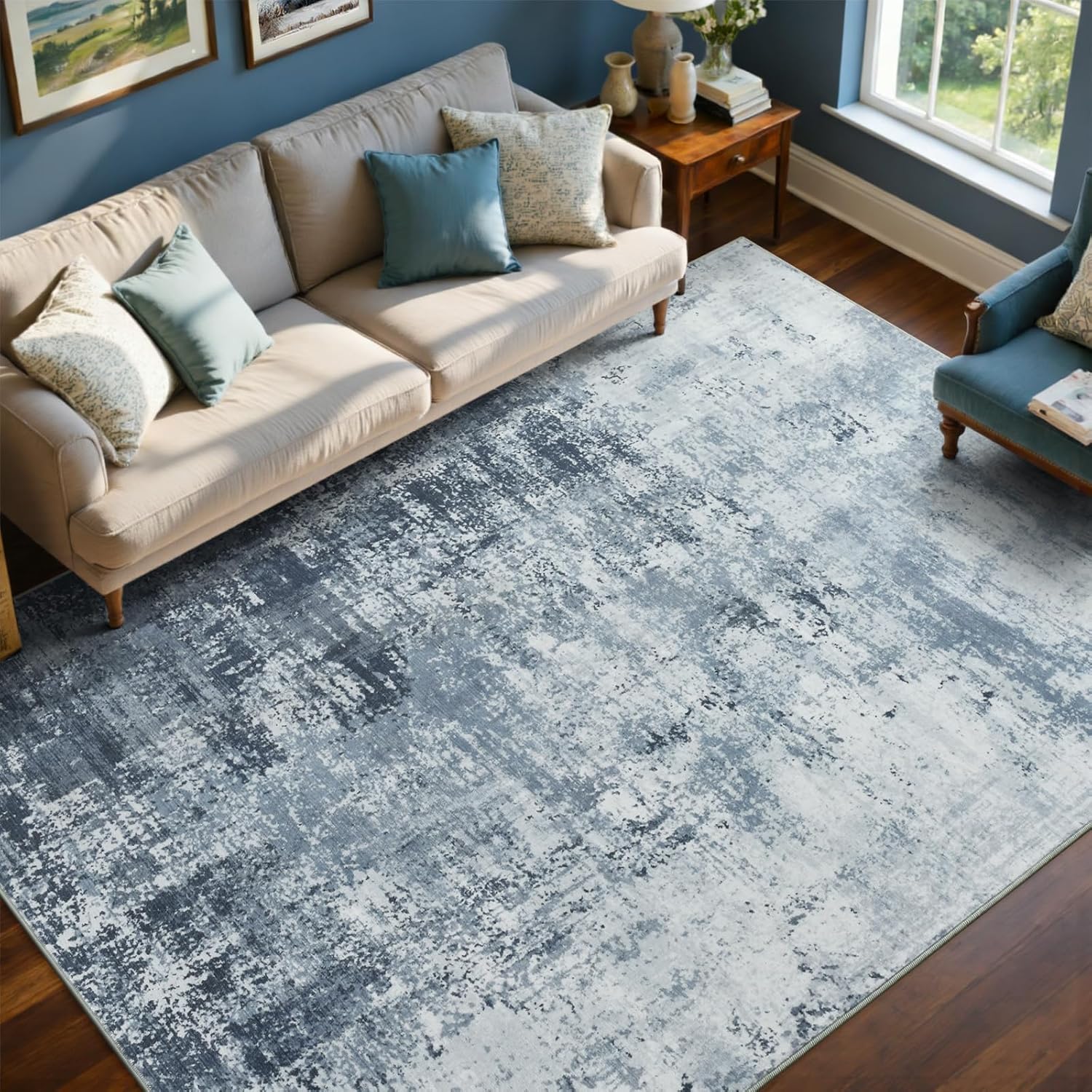 b0g1t3fsyp 6 6x9 Ft Large Area Rugs for Living Room, Soft Non-Slip Washable Rugs Modern Abstract Pattern Carpet for Bedroom Indoor Fl